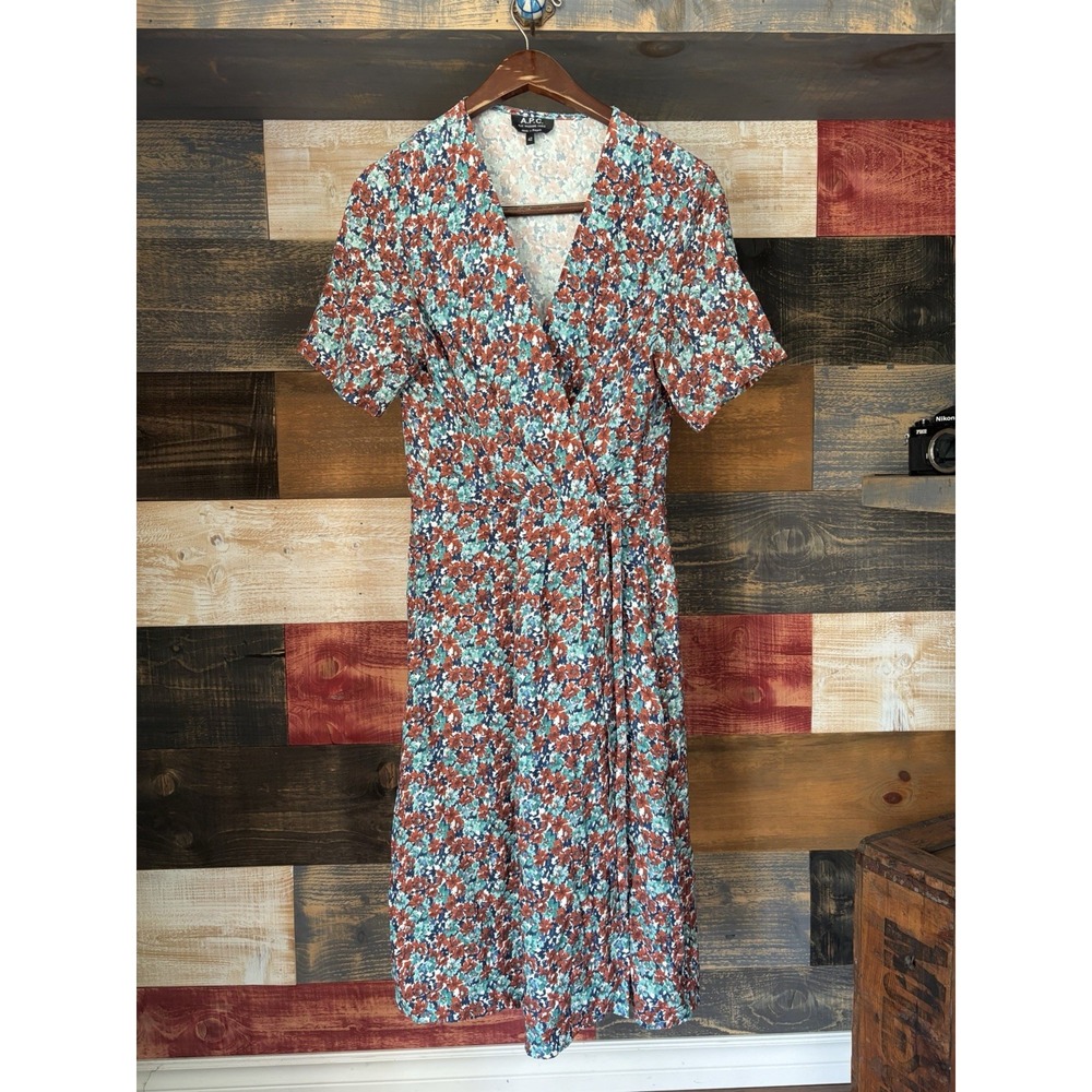 APC A.P.C Floral Maxi Dress V Neck Short Sleeve Multicolor IT 42